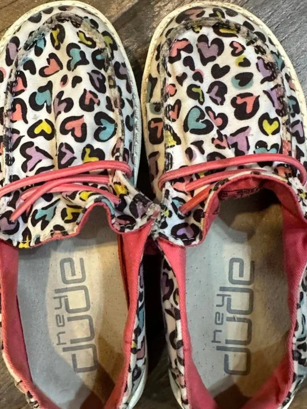 Hey Dude girl’s multicoloured leopard print boat shoes Size youth 1-2 #leopardpr